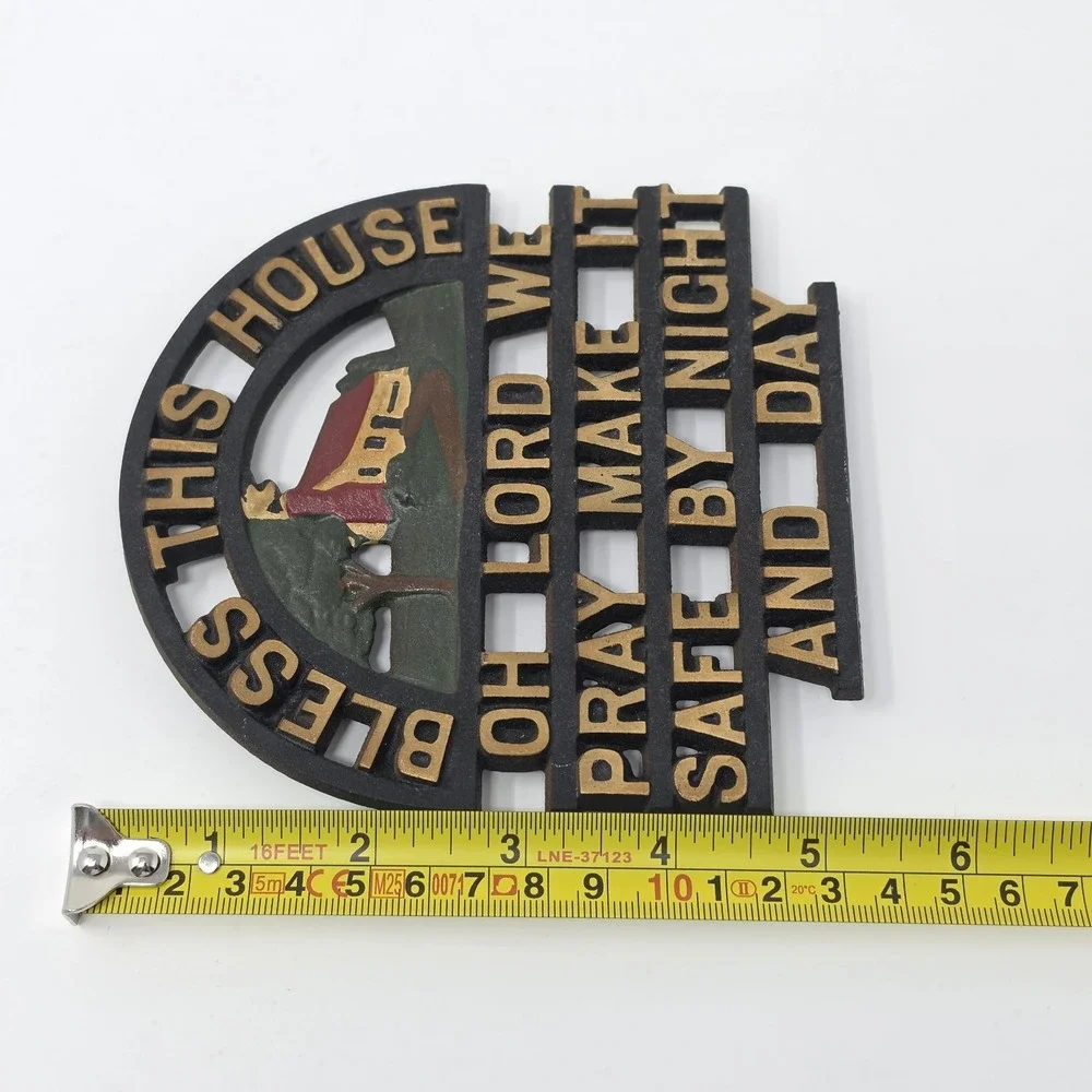 Vintage Bless This House Oh Lord Prayer ~ Cast Iron Trivet Farmhouse Decor